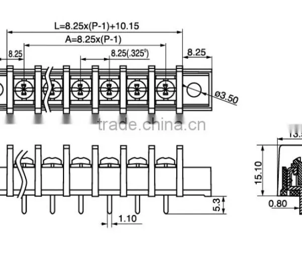 UTL Hot 8.255mm Pitch Black Single Row Brass PCB Screw Terminal Block 20A 300V photo-4