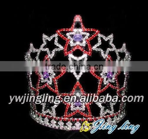 Royal Crystal Tiara Ruby Star Tall Pageant Crowns