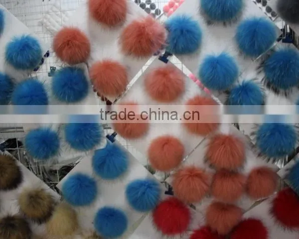 Natural Real Fur Pom Poms Ball / Fur Ball / Raccoon Fur Pompon photo-6