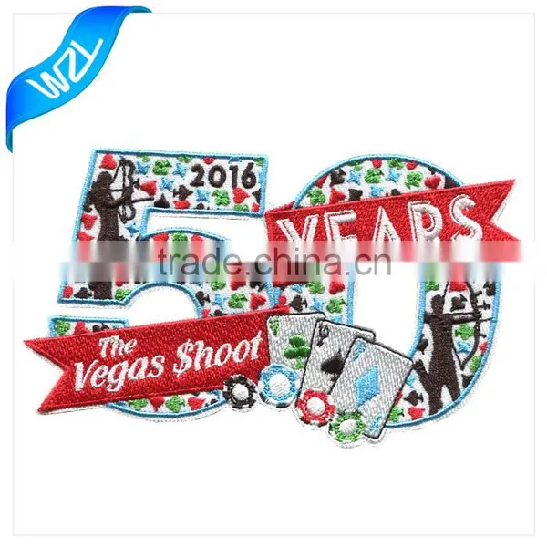 2016 Fashion Poker Designs Iron on Embroidery Products Dokoh Number Patch