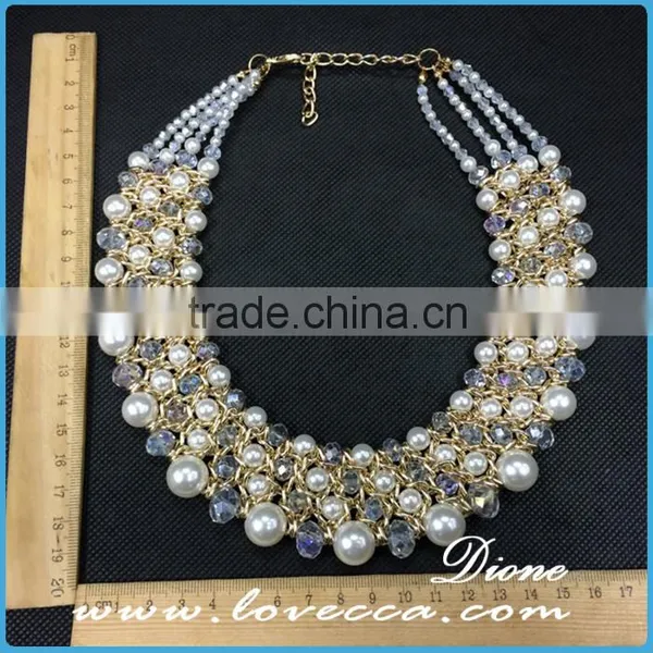 Hot Gift! Fashion Exaggerate Alloy Pearl Weave Braided Statement Women Bib Collar Charms photo-6