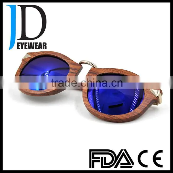 Modern Design Wood Metal Combination Round OEM Polarized Sunglasses photo-6