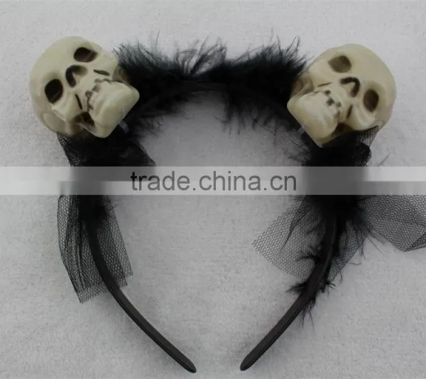Halloween Skull Hairband Scary Skull Headband With Feather photo-2