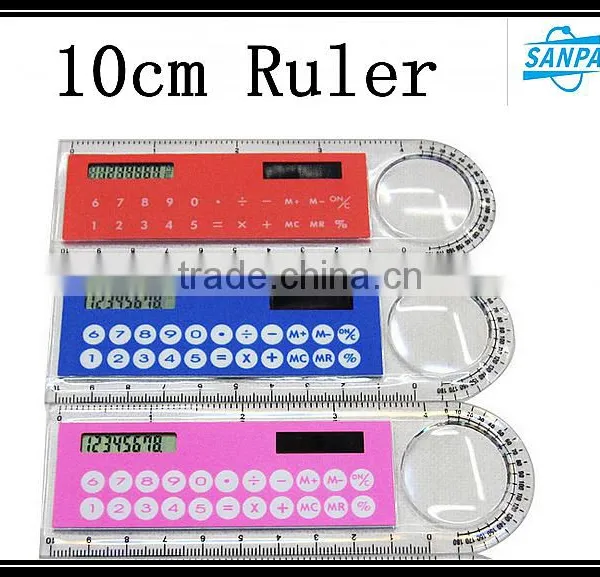 Multifunctional 10cm Plastic Ruler/Solar Calculater/Magnifying Gass photo-2