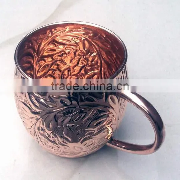 NEW DESIGN EMBOSSED BARREL 100% PURE COPPER MOSCOW MULE MUG, BPA FREE PURE COPPER MUG FOR MOSCOW MULE & VODKA photo-4
