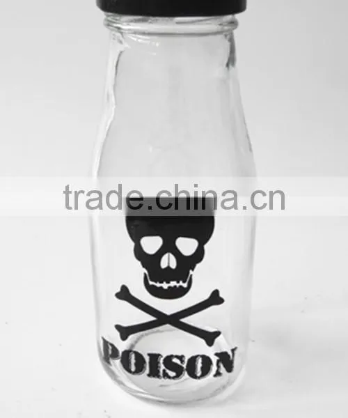 Decal Wholesale 1 Liter 250ml Milk Glass Bottles With Black Screw Caps photo-3