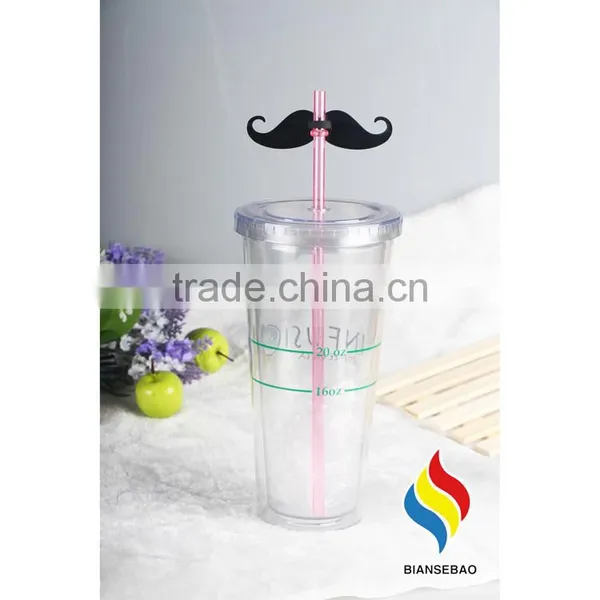 Clear PS/AS Cup With Logo Plastic Tumbler 16oz photo-3