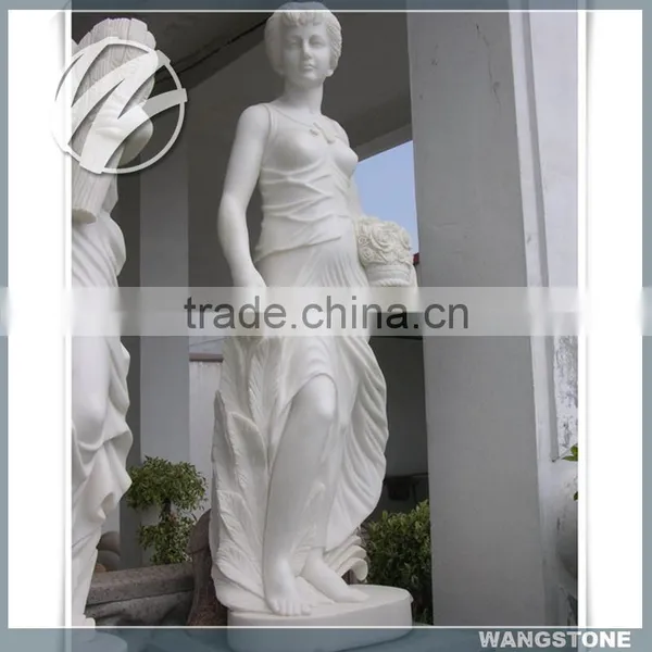 Hand Carved Modern White Marble Garden Male Sculpture photo-5