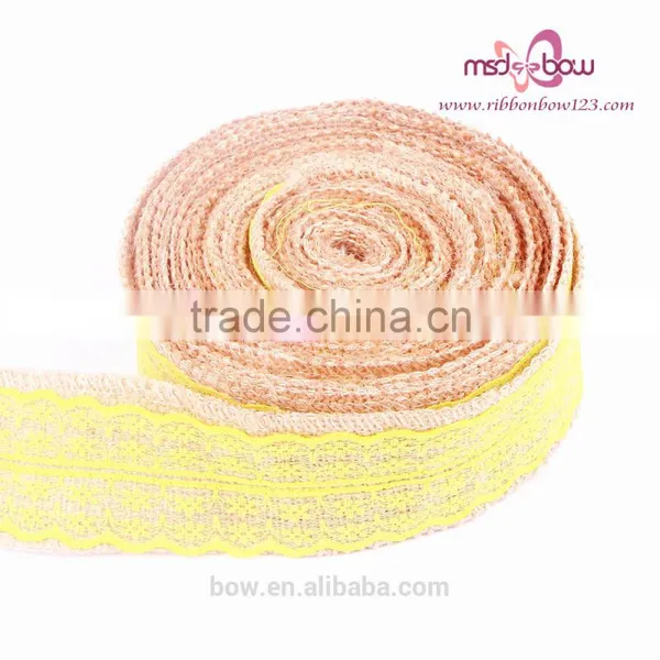 Wholesale Natural White Lace Trim Tape Jute Burlap Ribbon photo-5