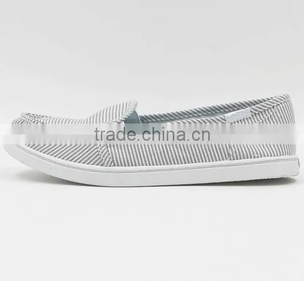 Brand Canvas Shoe White Stripe Lady Loafer Shoes China Factory Stock Cheap Selling photo-2