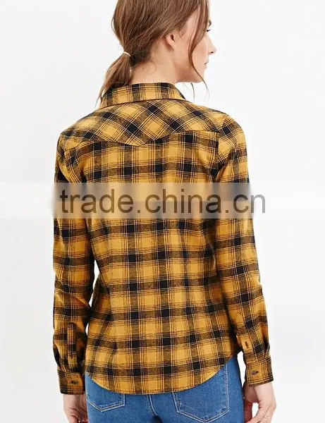 Guangzhou Factory Wholesale Women Shirt Scotland Plaid Shirt Blouse photo-3