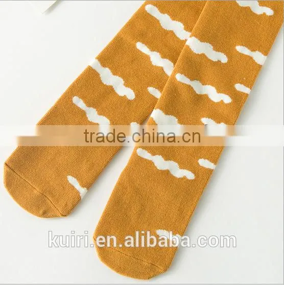 Cartoon Cat Desgin Lovely Kids Girl White Cotton Long Socks photo-3