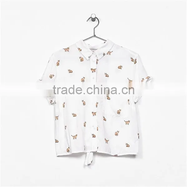 2017 High Quality Ladies Animal Print Cropped t Shirts With Back Knot photo-6