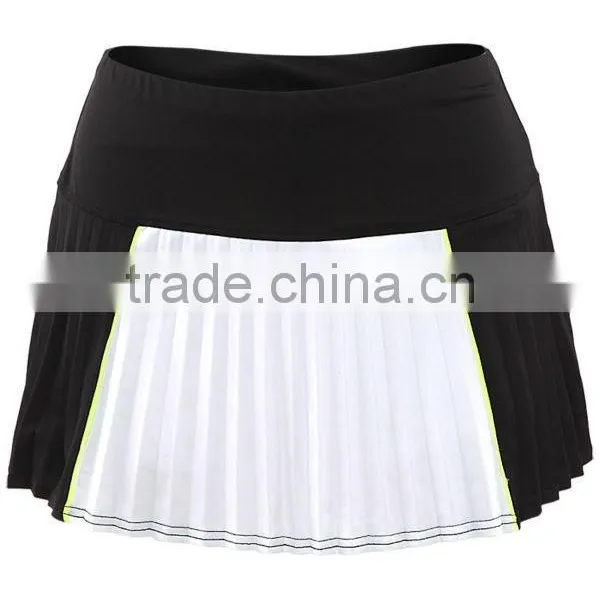 88% Polyester 12% Lycra Colorblocked Pleat Fashion Wrap Mini Tennis Skirt photo-3