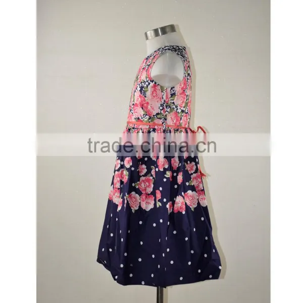 2017 Summer Lovely Cotton Flower Print Baby Girl Dress Frock Designs photo-3