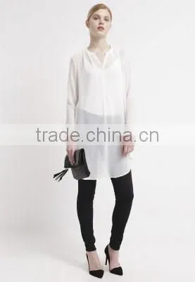 Basic Long Section White t Shirt Long Sleeve Fashion Casual Tunic photo-4