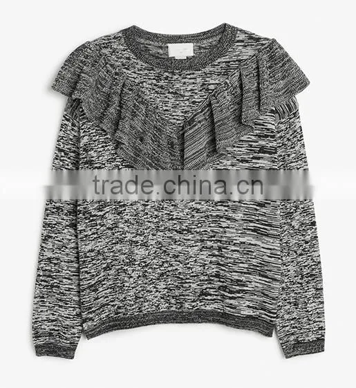 Ladies European Style Woolen Knit Flouncing Sweater Design for Women 2017 photo-2