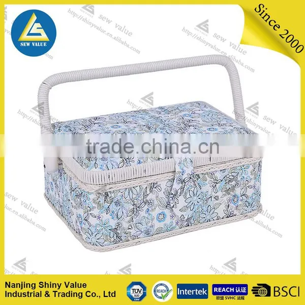 Rural Style Fabric Covered Sewing Basket Made by Hand photo-5