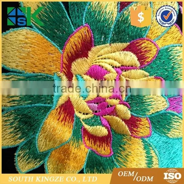 Wholesale 3D Blue Lace Patch Fabric Peony Applique Computer Embroidered Flower Stage Clothes Diy Accessories photo-6