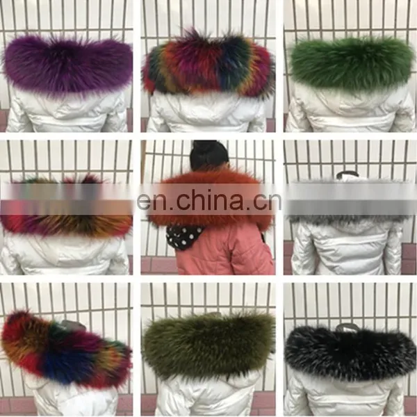 Wholesale Price Fashion Natural Real Dyed Raccoon Fur Collar For Garment photo-2