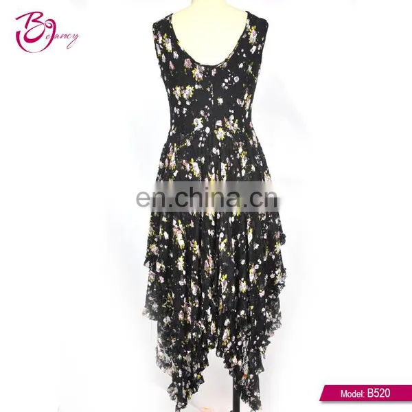 Crew Neck Sleeveless Asymmetric Hem Lady Fashion Dress photo-5