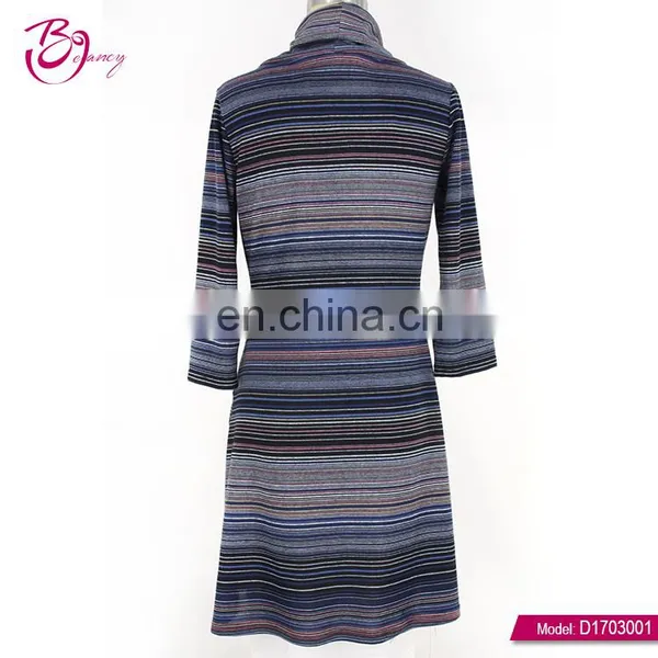 Polyester Fiber Stripe Latest Fashion Casual Maxi Dresses For Women photo-2
