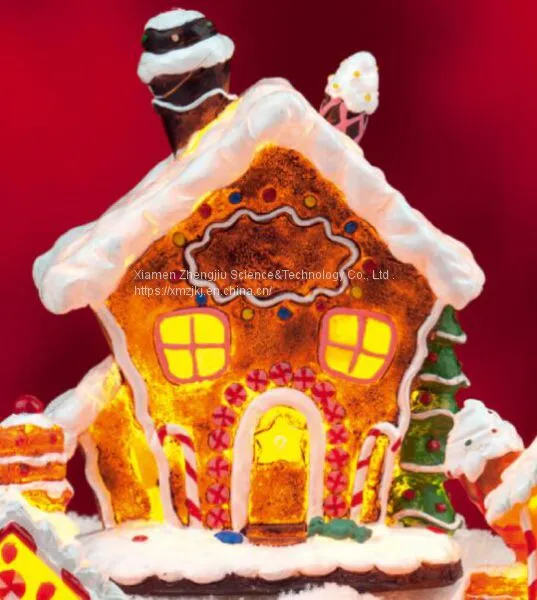 X'mas House With 10 Light Set Customized European-style Creative Christmas Decoration House LED Night Light Simulation Cookie House Resin Crafts Decoration photo-3