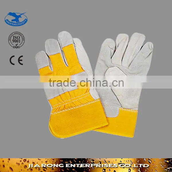 Cow Split Yellow Leather Gloves Heavy Duty Work Gloves LG011