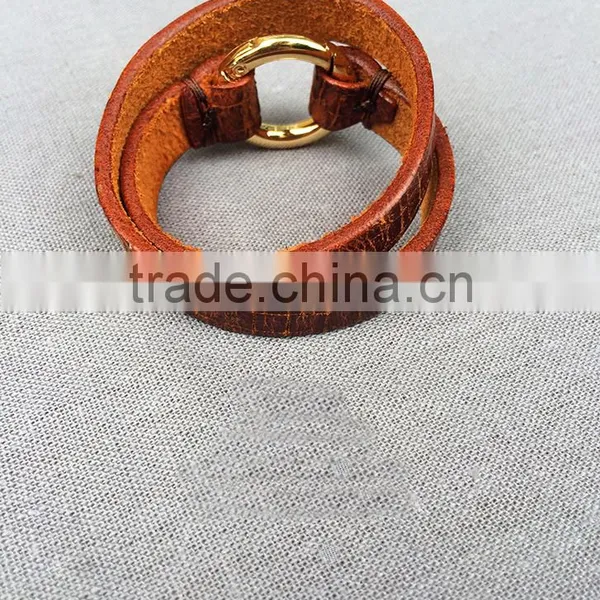 Personality High Feshion Genuine Leather Crocodile Parttern Crack Vintage Retro Style Hand Make Bracelet for Mens photo-3