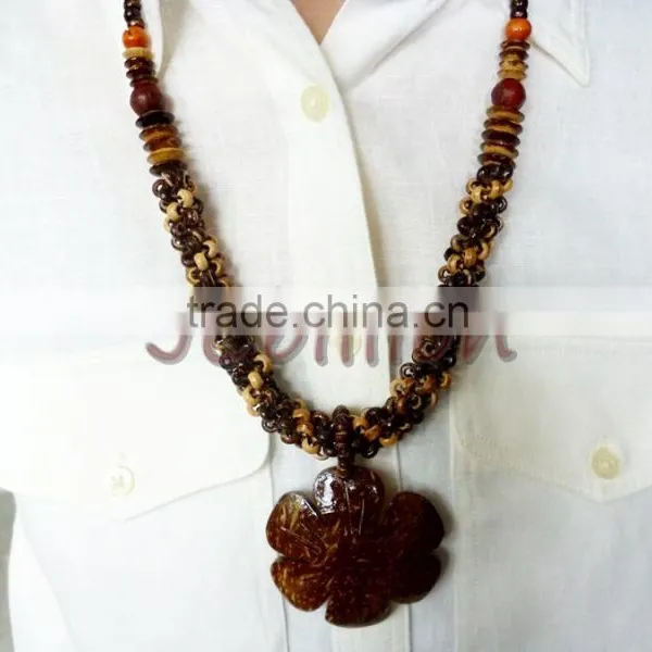 Coconut Shell Necklace Real Natural Carved Into Beads