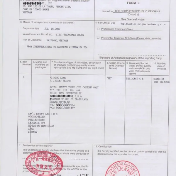 Для экспорта в Вьетнам необходимо ознакомиться с полным процессом подачи заявки на односторонний сертификат происхождения FORM E