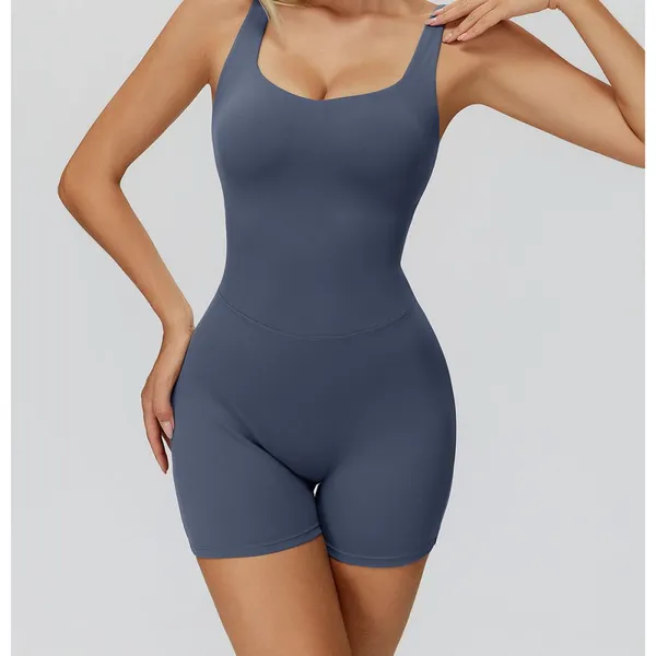Wholesale Activewear Quick Drying Yoga Fitness Wear Set Workout Sport One Piece Yoga Jumpsuit for Women photo-3