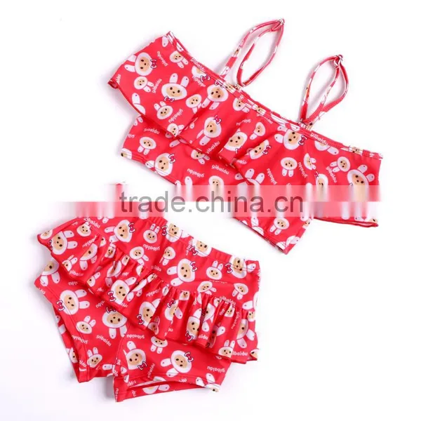 Competitive Fancy Red Cute Rabbit Girls Bathing Suit Lovely Little Girls Tankinis Teenager Girl Swimmingsuit Supplier's Choice