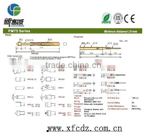 on Line Selling Electric Brass Spring Loaded Pogo Pin/brass Contact Pogo Pin photo-2