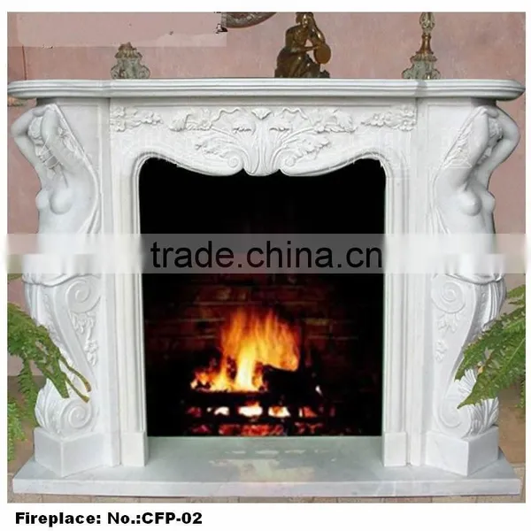 White Stone Marble Fireplace Surround and Frame