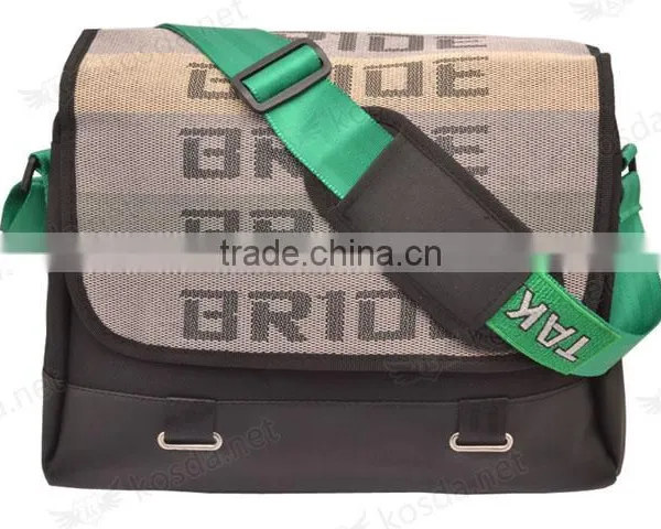 2016 New Item JDM Gradation Nylon Travel Bag With Laptop Compartment, Cheap Shoulder Bag With Green and Brown Belt. photo-2