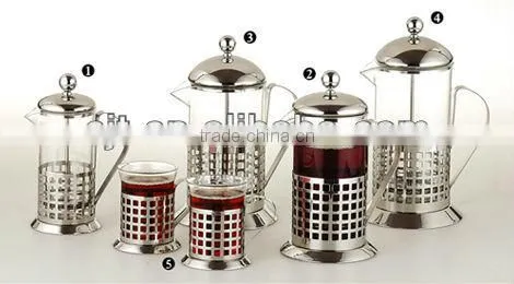 Stainless Steel Coffee Plunger With Heat Resistant Glass