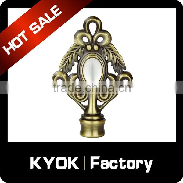 KYOK Wrought Iron Curtain Rod Finials,chrome Curtain Rod Finials,colored Glass Finials photo-6