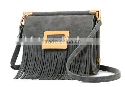 Superior Dull Polish Leather Youth Tassels Style Fasion Handbag