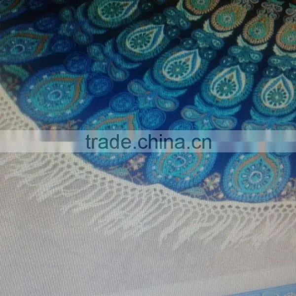 Round Mandala Turquoise Beach Sheet Tapestry Gold Print Indian Wall Hanging Hippie Indian Tapestry Bohemian Wall Hanging photo-3
