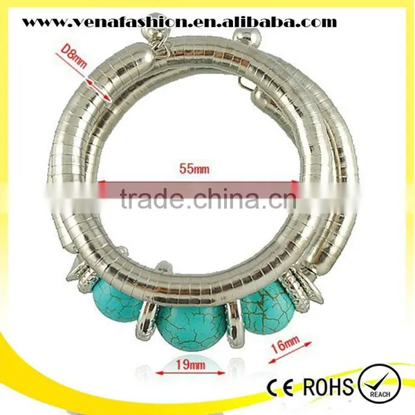 Turquoise Bead Adjustable European 3 Three Layer Bracelet photo-4