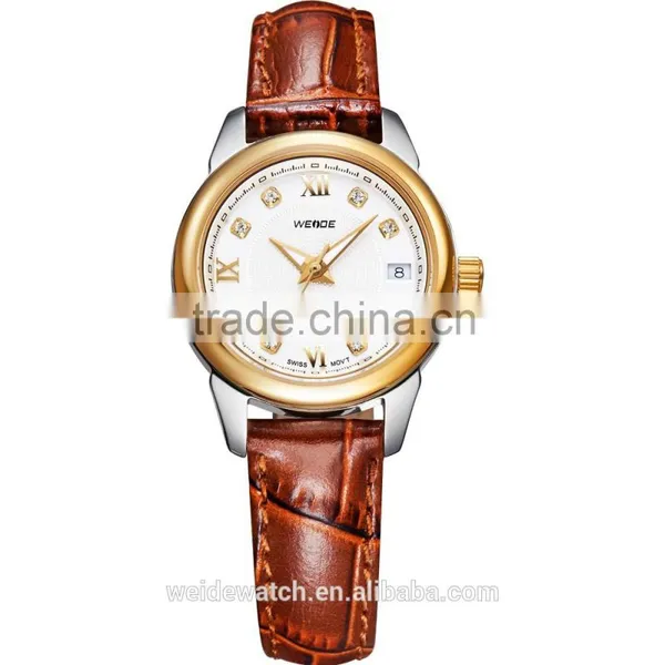 WEIDE 2014 Japan Movt Gold Brand Wholesale Fashion Watch Lady Watch Leather photo-4