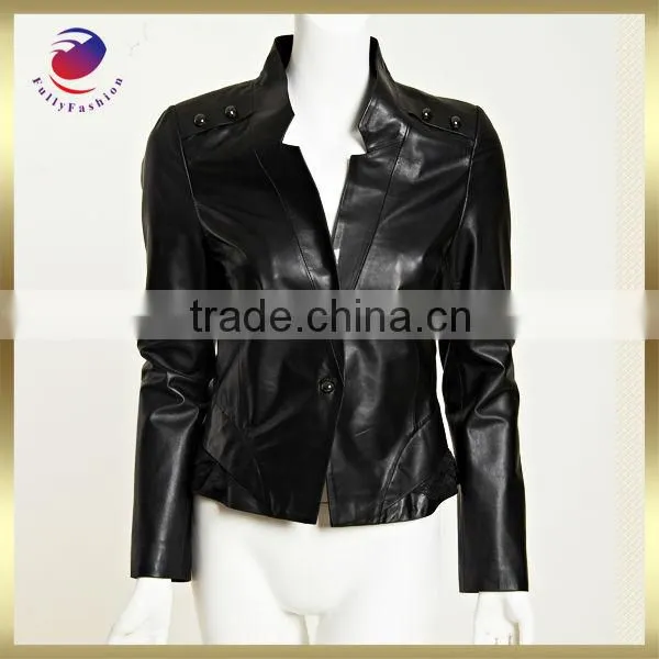 100% pu Synthetic Leather Ladies pu Leather Jacket