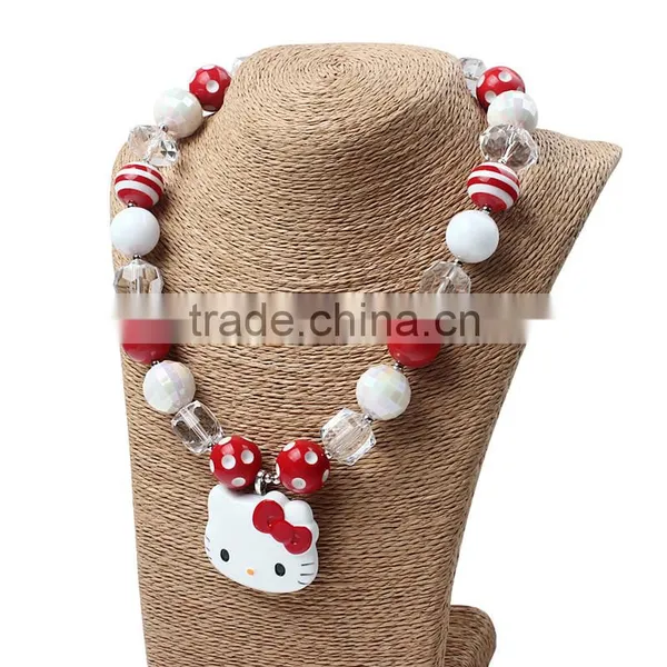 Personalized Hot Sale Red and White Necklace With Hello Kitty Doll Baby Girl Doll Necklace With Hairband photo-4
