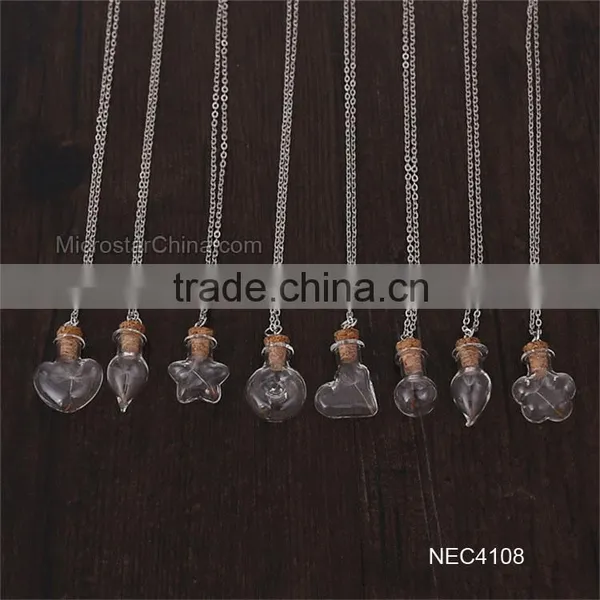 8 Designs DIY Creative Drift Bottles Glass Pendant Necklace Dandelion Necklace photo-2
