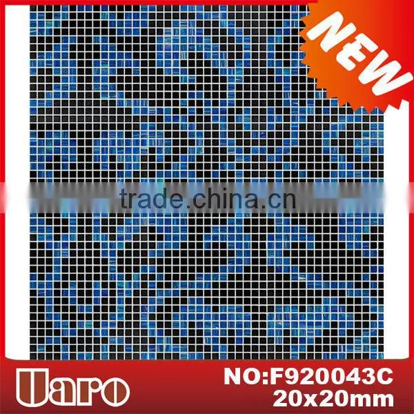 Black and Blue Glass Mosaic Kitchen Floor Pattern Tiles