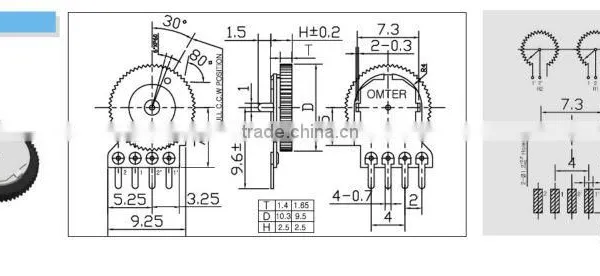 9mm Rotary Potentiometer Thumbwheel Driving Potentiometer F-06GP1 photo-2