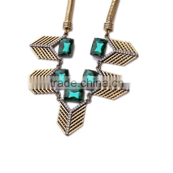 Cheap Wholesale Jewelry 2016 Latest Design Vintage Multiple Pendants Necklace Green Stone Pendant Necklace photo-4