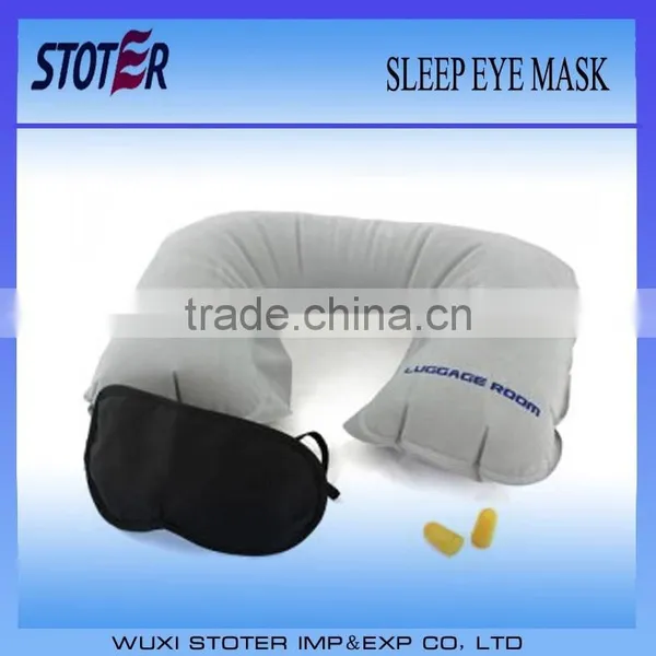 Eye Mask & Earplugs, Airline Travel Set Within Eye Mask U Shape Pillow Earplug ST7086