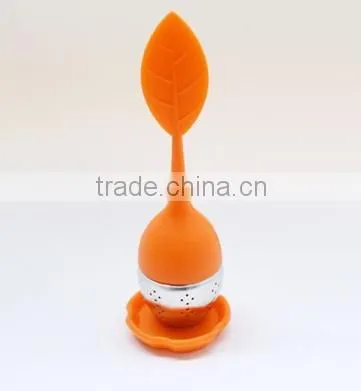 Cute Different Colours Silicone Leaf Handle Tea Infuser photo-2
